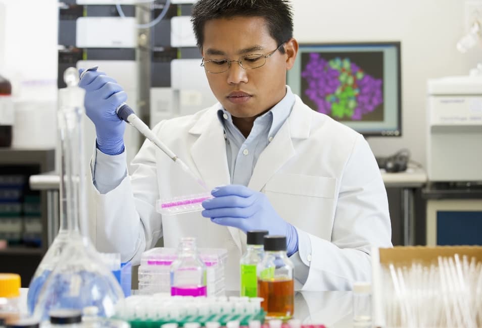 A scientist conducting research in a laboratory