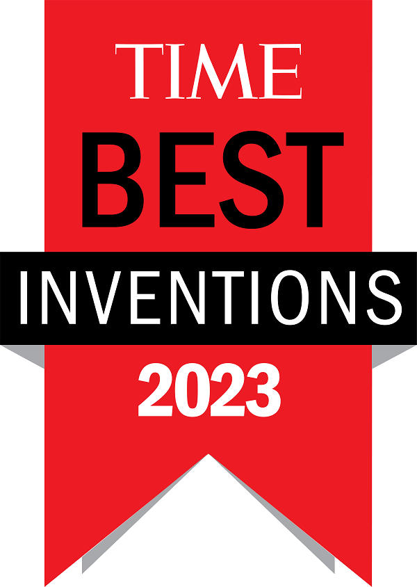 Logo of Time Magazine with tagline of best inventions 2023