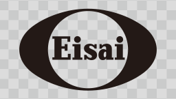 The Eisai logo in black with a checked background