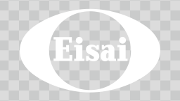 The Eisai logo in white with a checked background