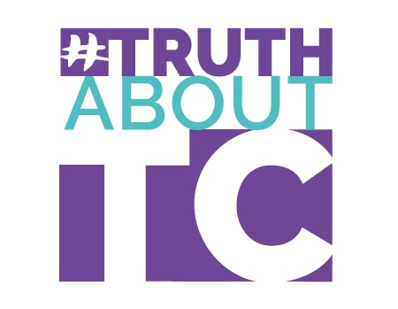 A woman holding a sign that says #truthabouttc