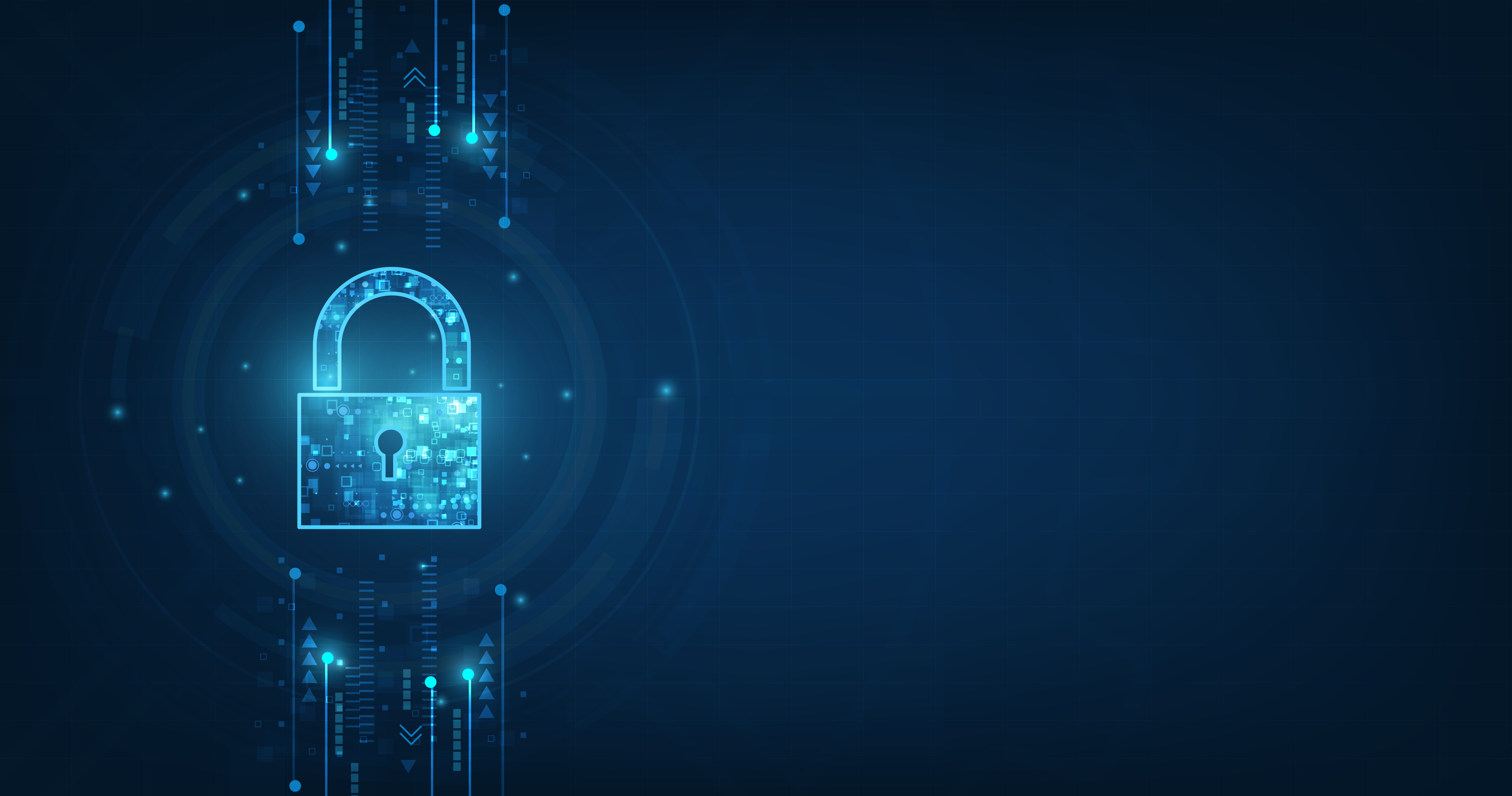 Image of a glowing blue lock
