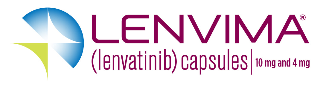 Lenvima logo with text (lenvatinib) capsules 10 miligram and 4 miligram.